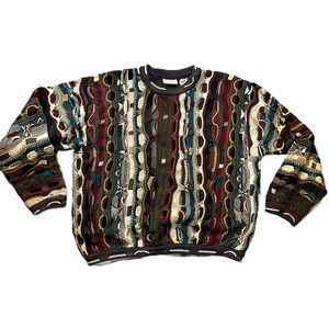COOGI genuine Vintage Multicolor Woven Crewneck Sweater Australia Y2K 90s Green